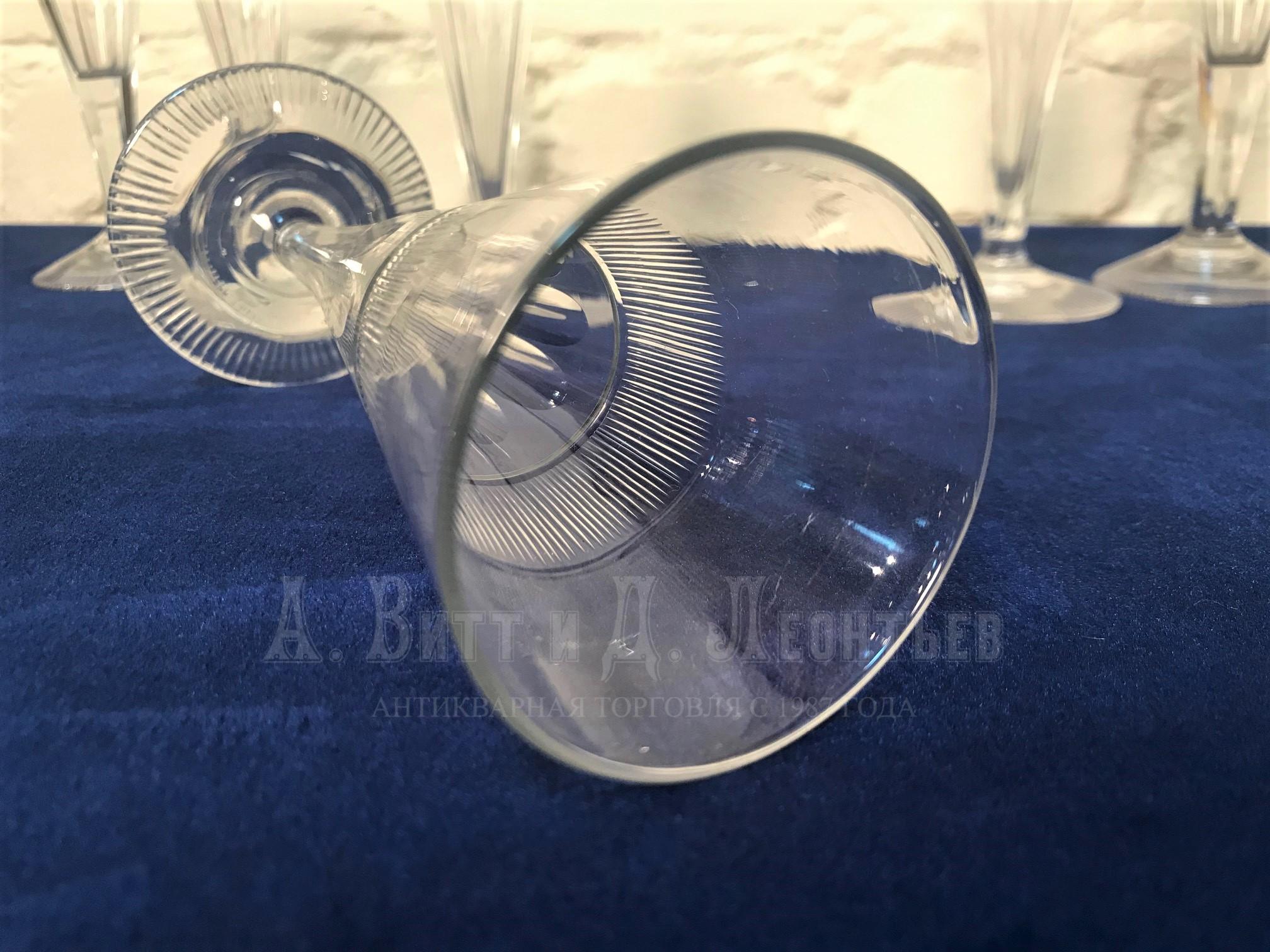 Комплект шесть русских бокалов мальцовское стекло